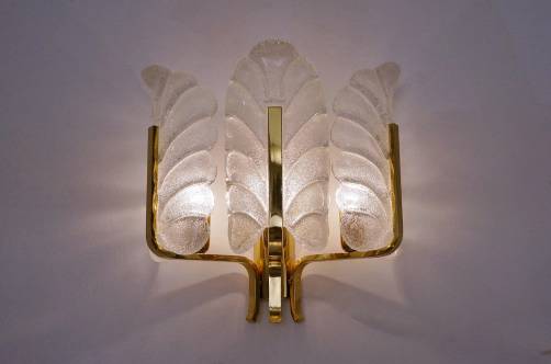 Brass wall light Carl Fagerlund for Orrefors, 1960`s ca, Swedish